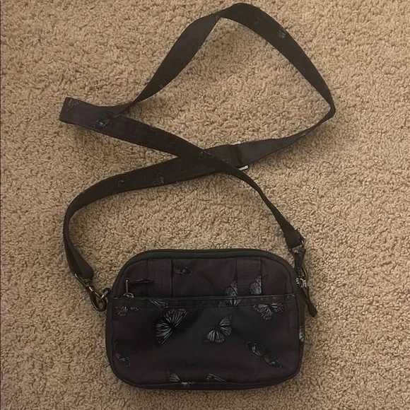 Lug Dark Grey Crossbody Bag with Butterfly Design - Picture 2 of 2